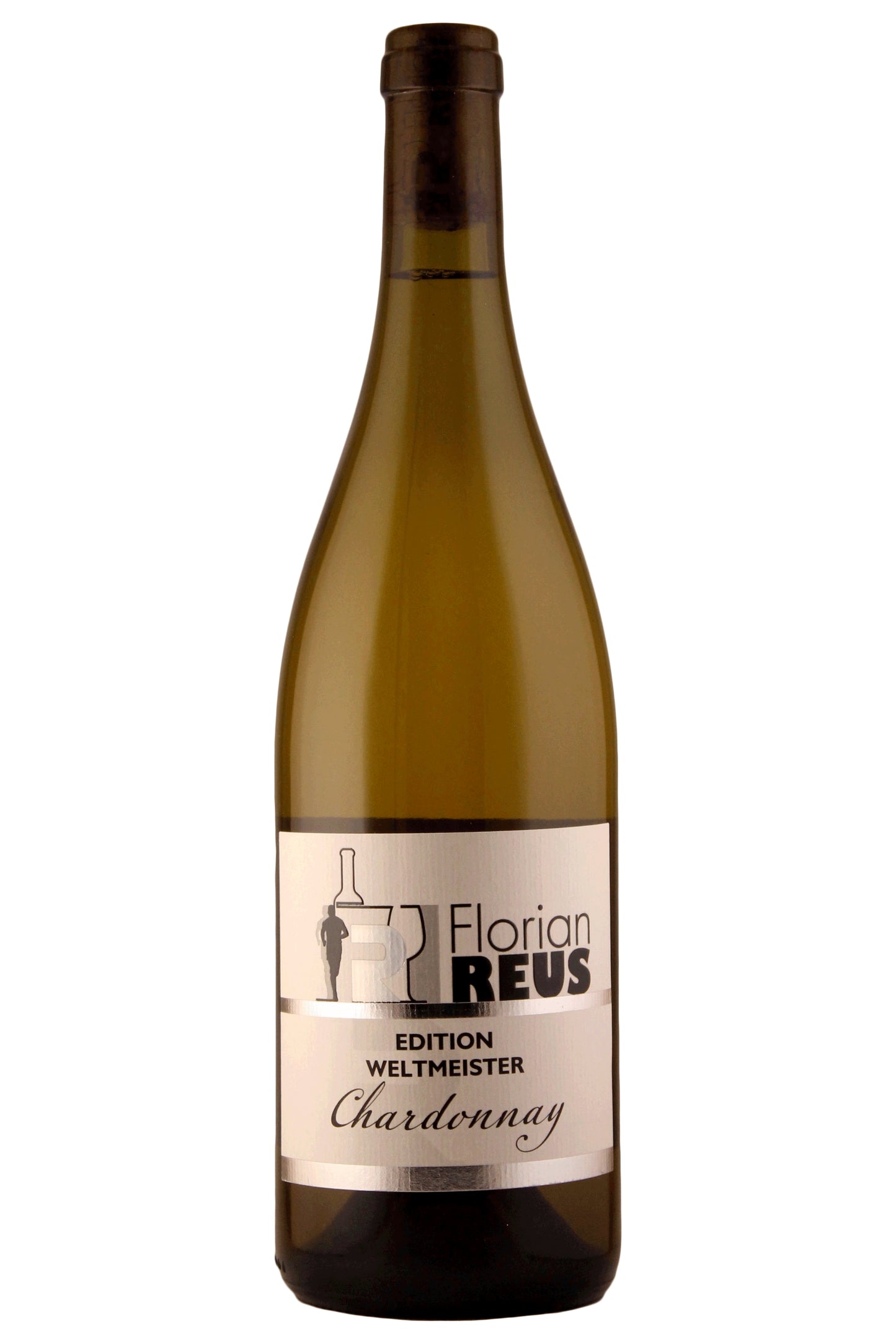 Florian Reus Chardonnay Edition Weltmeister Weißweinflasche mit Etikett