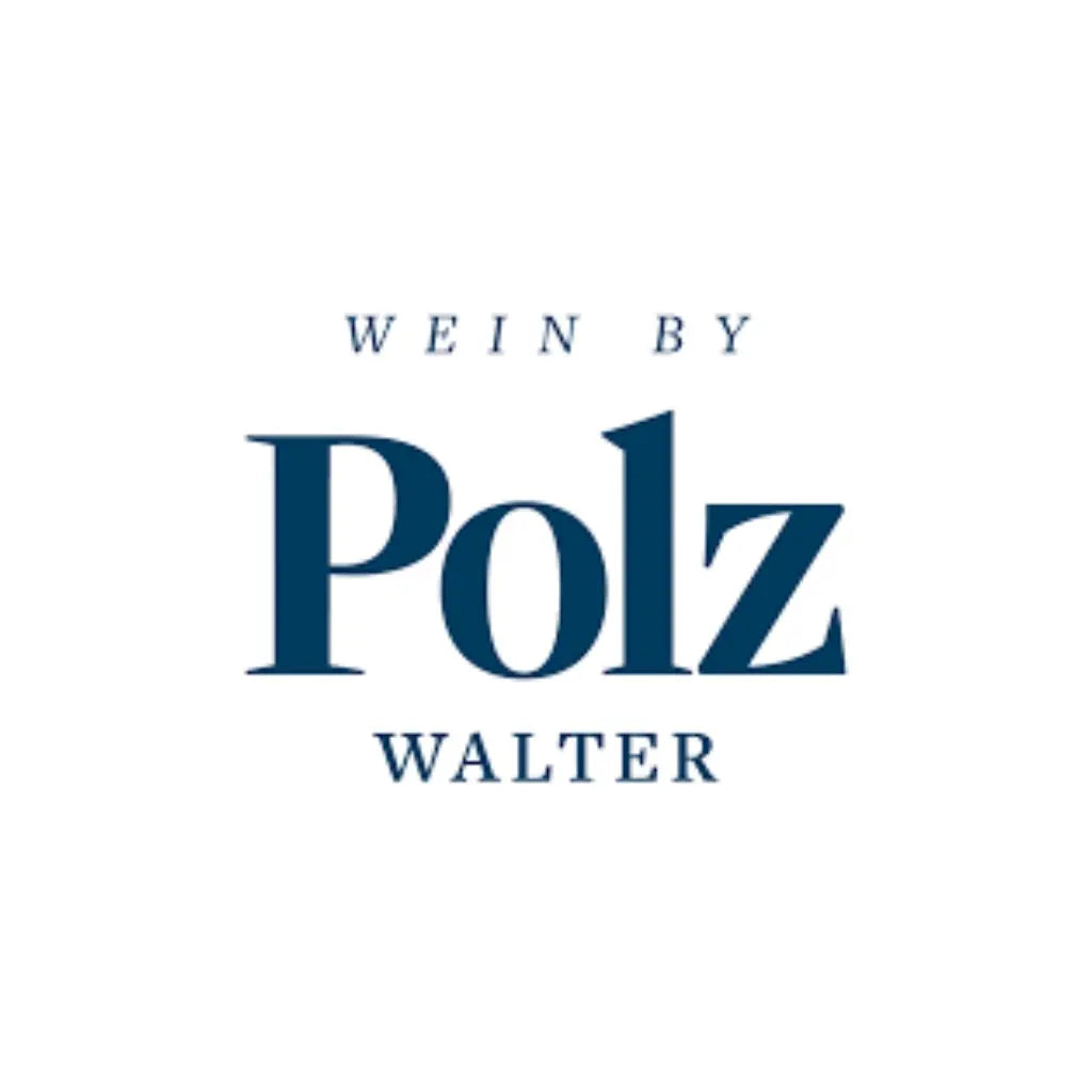 Logo Wein by Polz Walter in blauer Schrift auf weißem Hintergrund