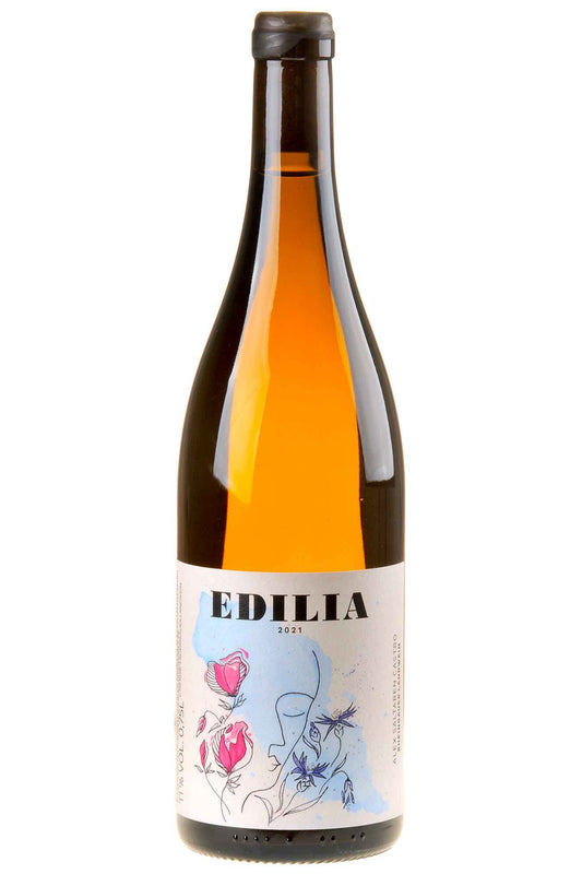 Edilia 2021 Weinflasche mit künstlerischem Etikett, floralen Motiven und modernem Design
