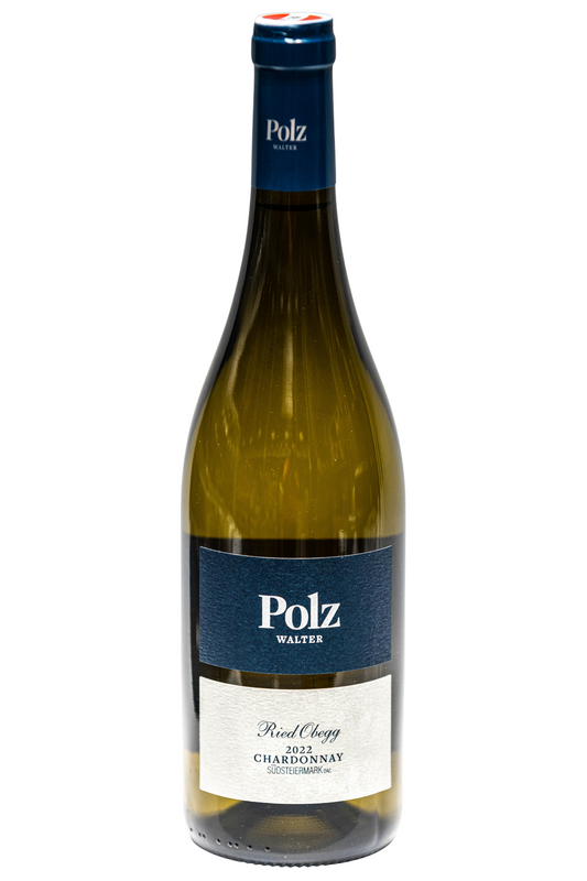 Polz Walter Chardonnay 2022 Flasche, Ried Obegg, Südsteiermark, auf weißem Hintergrund