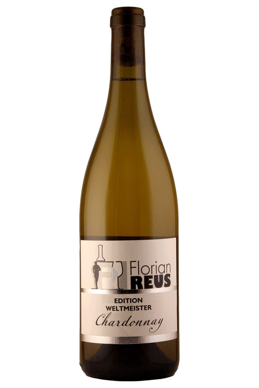 Florian Reus Chardonnay Edition Weltmeister Weißweinflasche mit Etikett